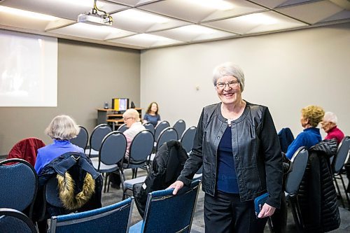 MIKAELA MACKENZIE / WINNIPEG FREE PRESS

Maureen Recksiedler poses for a portrait during a break in a lecture course she's taking called Treasure Houses of the World at Creative Retirement Manitoba in Winnipeg on Monday, Jan. 27, 2020. For Eva Wasney story.
Winnipeg Free Press 2019.