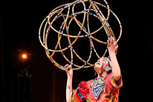 Daniel Crump / Winnipeg Free Press. Shanley Spence performs a traditional indigenous hoop dance during the University of Winnipeg Professional, Applied, and Continuing Education (P.A.C.E.) Cultural Evening at the Winnipeg Art Gallery. January 31, 2020.