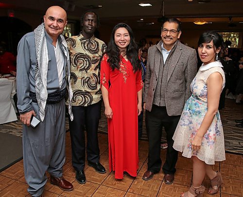 JASON HALSTEAD / WINNIPEG FREE PRESS

L-R: Event organizers Nour Ali, Mandela Kuet, Jennifer Chen, Chitra Pradhun and Shakila Atayee at the annual Stronger Together Dinner organized by the Ethnocultural Council of Manitoba  Stronger Together at Canad Inns Polo Park on Dec. 11, 2019. (See Social Page)