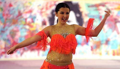 JASON HALSTEAD / WINNIPEG FREE PRESS

Cheyanne Traver of Salsa Explosion performs at the annual Stronger Together Dinner organized by the Ethnocultural Council of Manitoba  Stronger Together at Canad Inns Polo Park on Dec. 11, 2019. (See Social Page)