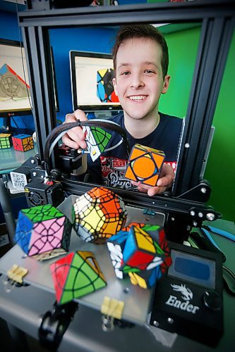 JOHN WOODS / WINNIPEG FREE PRESS
Braden Ganetsky is a puzzle creator and has a 3D printer in his bedroom, and has sold his creations online, is photographed in his Winnipeg bedroom Monday, February 3, 2020. 

Reporter: ?