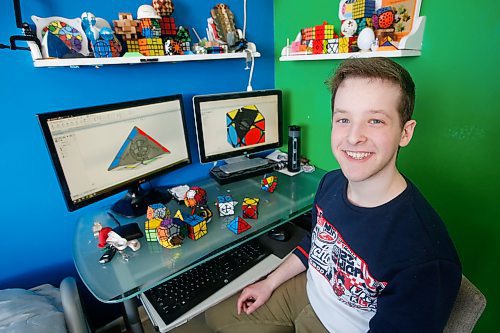 JOHN WOODS / WINNIPEG FREE PRESS
Braden Ganetsky is a puzzle creator and has a 3D printer in his bedroom, and has sold his creations online, is photographed in his Winnipeg bedroom Monday, February 3, 2020. 

Reporter: ?