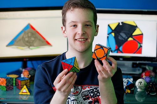 JOHN WOODS / WINNIPEG FREE PRESS
Braden Ganetsky is a puzzle creator and has a 3D printer in his bedroom, and has sold his creations online, is photographed in his Winnipeg bedroom Monday, February 3, 2020. 

Reporter: ?