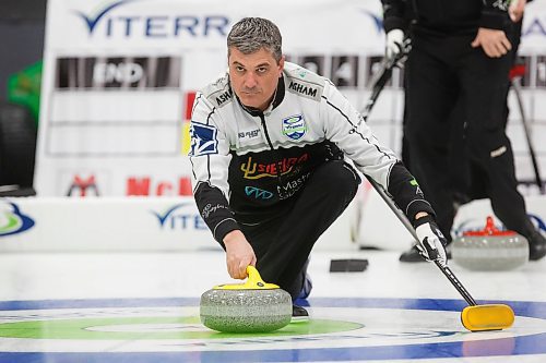 MIKE DEAL / WINNIPEG FREE PRESS
Skip William Lyburn during practice at Eric Coy Arena Tuesday afternoon prior to the start of the 2020 Viterra Curling Championship.
200204 - Tuesday, February 04, 2020.