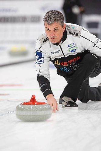 MIKE DEAL / WINNIPEG FREE PRESS
Skip William Lyburn during practice at Eric Coy Arena Tuesday afternoon prior to the start of the 2020 Viterra Curling Championship.
200204 - Tuesday, February 04, 2020.