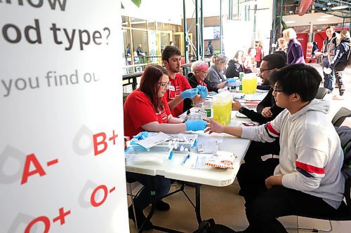 RUTH BONNEVILLE  /  WINNIPEG FREE PRESS 


Local - Standup
Nex - Gen Lifeline, Canadian Blood Services Blood Typing at U of W

On Tuesday, Feb. 4, Canadian Blood Services and  University of Winnipeg student volunteer recruitment teams hosted a blood typing event to encourage students to join Canadas Lifeline and become blood donors. 

Photo of U of W student Avery Keen volunteering at the blood typing booth Tuesday.


A booth was set up outside Riddell Hall, University of Winnipeg, where Students had their finger pricked in a safe, sterile process and learned their blood type and about the donation process. Students could also book appointments to give blood at  the donation event.  Over 110,000 new blood donors are needed in Canada this year to keep up with demand.


For more information on blood types visit https://blood.ca/en/blood/donating-blood/whats-my-blood-type.


Feb 4th, 2020
