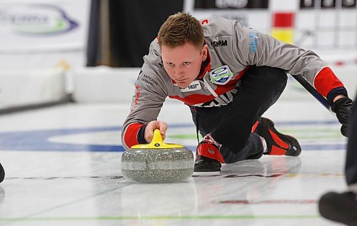 MIKE DEAL / WINNIPEG FREE PRESS
Skip Braden Calvert during his teams match against Team Gitzel at Eric Coy Arena Wednesday afternoon on day one of the 2020 Viterra Curling Championship.
200205 - Wednesday, February 05, 2020.