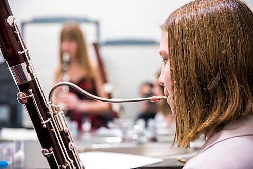 MIKAELA MACKENZIE / WINNIPEG FREE PRESS

Youth Symphony Orchestra member Adrienne Andres warms up on her bassoon backstage before a concert at the Carol Shields Auditorium in the Millennium Library in Winnipeg on Thursday, Feb. 6, 2020. The Winnipeg Youth Orchestras are the oldest youth orchestra in Canada, and is open to students between the ages of 8 and 21. Standup.
Winnipeg Free Press 2019.