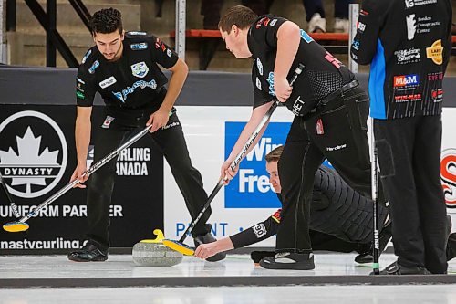 MIKE DEAL / WINNIPEG FREE PRESS
Skip JT Ryan during his teams match against Team Wiebe at Eric Coy Arena Thursday afternoon on day two of the 2020 Viterra Curling Championship.
200206 - Thursday, February 06, 2020.