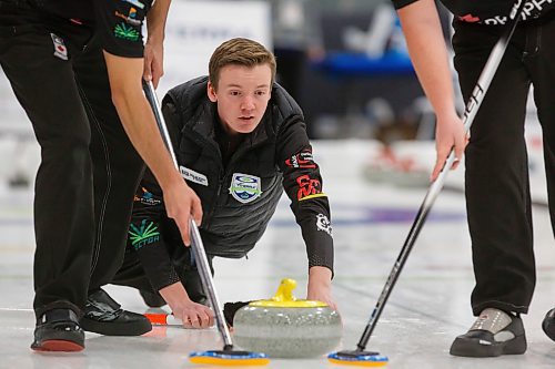 MIKE DEAL / WINNIPEG FREE PRESS
Skip JT Ryan during his teams match against Team Wiebe at Eric Coy Arena Thursday afternoon on day two of the 2020 Viterra Curling Championship.
200206 - Thursday, February 06, 2020.