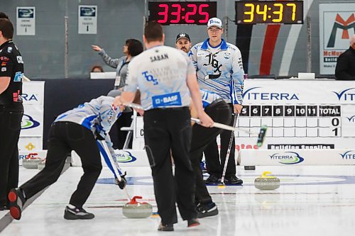 MIKE DEAL / WINNIPEG FREE PRESS
Skip Steve Irwin during his teams match against Team Chambers at Eric Coy Arena Thursday afternoon on day two of the 2020 Viterra Curling Championship.
200206 - Thursday, February 06, 2020.