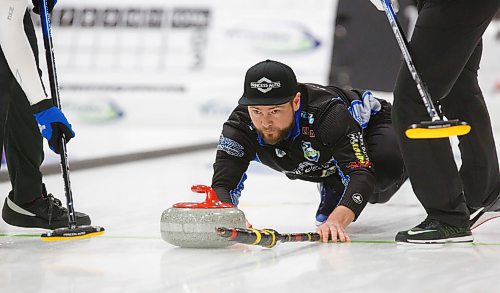 MIKE DEAL / WINNIPEG FREE PRESS
Skip Mike McEwen during his teams match against Team Smith at Eric Coy Arena Thursday afternoon on day two of the 2020 Viterra Curling Championship.
200206 - Thursday, February 06, 2020.