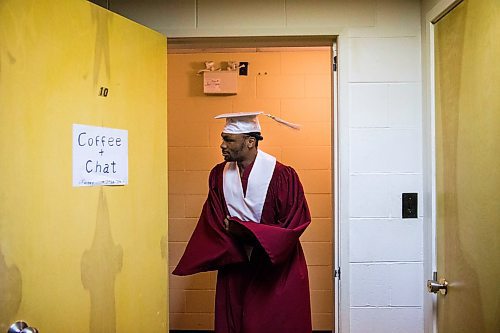 MIKAELA MACKENZIE / WINNIPEG FREE PRESS

Graduate Daniel Pembele dance in the hallway before the first-ever Freedom International School (a Christian private school for at-risk refugee students) graduation in Winnipeg on Friday, Feb. 7, 2020.  For Maggie Macintosh story.
Winnipeg Free Press 2019.