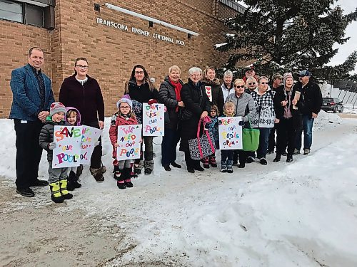 Canstar Community News Transcona residents gathered on Feb. 5 at the Transcona Kinsmen Centennial Pool to voice their opposition to the City's proposal to shutter the pool in 2022 as part of the current multi-year budget consultation process. (SHELDON BIRNIE/CANSTAR/THE HERALD)