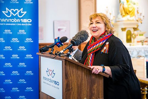 MIKAELA MACKENZIE / WINNIPEG FREE PRESS

Paulette Duguay, president of the Union Nationale Me´tisse, speaks at the Saint-Boniface Museum in Winnipeg on Tuesday, Feb. 11, 2020. For Carol Sanders story.
Winnipeg Free Press 2019.