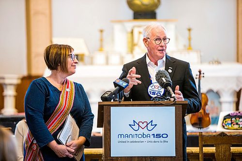 MIKAELA MACKENZIE / WINNIPEG FREE PRESS

Stuart Murray and Monique LaCoste, co-chairs of the Manitoba 150 Host Committee, speak at the Saint-Boniface Museum in Winnipeg on Tuesday, Feb. 11, 2020. For Carol Sanders story.
Winnipeg Free Press 2019.