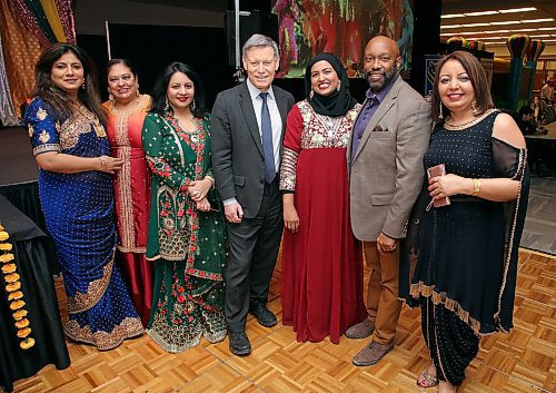 JASON HALSTEAD / WINNIPEG FREE PRESS

L-R: Anjana Kumar, Dalvinder Obhi, Dimple Sharma, Terry Duguid (MP for Winnipeg South), Saadia Maryam, Markus Chambers (city councillor for St. Norbert-Seine River) and Sharan Tappia at the Lohri Mela celebration at the RBC Convention Centre Winnipeg on Jan. 11, 2020. (See Social Page)