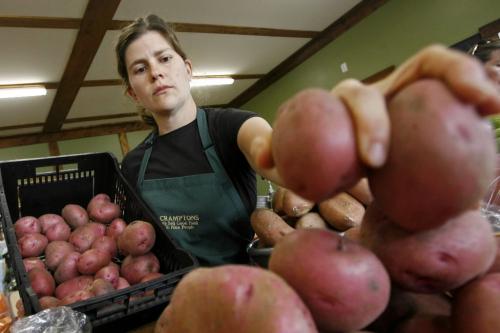 MIKE.DEAL@FREEPRESS.MB.CA 090917 September 17, 2009 (Winnipeg) -  Erin Crampton, owner of Crampton's Market is upset that independent potato farmers in Manitoba have been issued cease-and-desist orders by Peak of the Market. WINNIPEG FREE PRESS