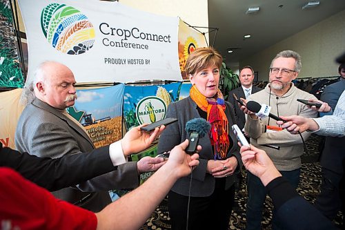 MIKAELA MACKENZIE / WINNIPEG FREE PRESS

Marie-Claude Bibeau, minister of agriculture and agri-food, speaks to the media after announcing funding in support of Canadas grain industry at the CropConnect Conference at the Victoria Inn Hotel and Conference Centre in Winnipeg on Wednesday, Feb. 12, 2020. For Martin Cash story.
Winnipeg Free Press 2019.