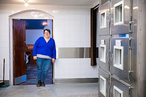 MIKAELA MACKENZIE / WINNIPEG FREE PRESS

Rina Boroditzky, executive director of the Chesed Shel Emes Funeral Home, shows the 1905 era body preparation area, which will soon be demolished to make way for a new facility, in Winnipeg on Wednesday, Feb. 12, 2020. For Brenda Suderman story.
Winnipeg Free Press 2019.