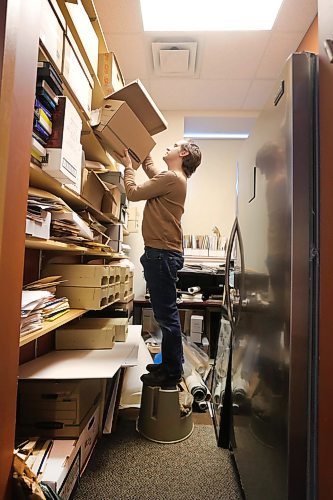 RUTH BONNEVILLE  /  WINNIPEG FREE PRESS 

FAITH - Religious archives story for 49.8

Archivist,  Andrew Morrison, stands on a stool in a room full of newly received documents that still need to be organized and archived.

STORY INFO: At the Jewish Heritage Centre, executive director Belle Jarniewski also struggles to find space for the many items in the collectionmore than 70,000 photos, 1,300 sound and moving image recordings, 1,000 textual records, 200 bound volumes of newspapers, and over 4,000 artefacts."
They have hired a part-time archivist (Andrew Morrison) to handle all the new incoming documents but it's not enough to keep up.


See story by John Longhurst

Feb 5th, 2020
