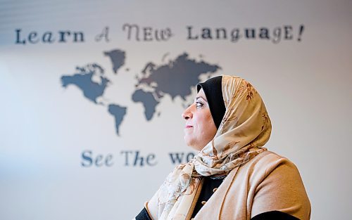 Mike Sudoma / Winnipeg Free Press
Doctoral Candidate and Arabic Language Instructor, Rawia Azzahrawi, inside one of her classrooms she teaches in at University of Manitoba Wednesday afternoon
February 12, 2020