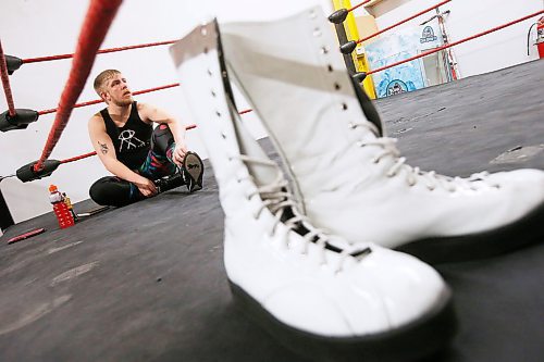 JOHN WOODS / WINNIPEG FREE PRESS
A pair of boots sit ringside as wrestler George Hudson, aka Dash Royal, warms up Wednesday, February 12, 2020. Wrestling involves artistry, performance and storytelling.

Reporter: Koncan