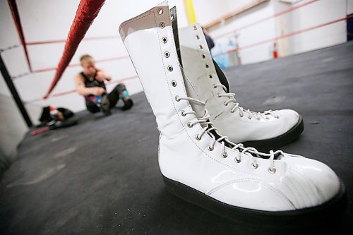 JOHN WOODS / WINNIPEG FREE PRESS
A pair of boots sit ringside as wrestler George Hudson, aka Dash Royal, warms up Wednesday, February 12, 2020. Wrestling involves artistry, performance and storytelling.
Reporter: Koncan