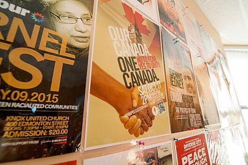 Mike Sudoma / Winnipeg Free Press
Posters of past reconciliation themed events in the meeting room of the Islamic Social Services Association Thursday afternoon
February 13, 2020