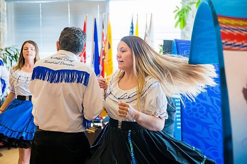 MIKAELA MACKENZIE / WINNIPEG FREE PRESS

Destiny Lavallee spins around while jigging with the Norman Chief Memorial Dancers during Louis Riel Day celebrations at the University of Manitoba in Winnipeg on Friday, Feb. 14, 2020. Standup.
Winnipeg Free Press 2019.