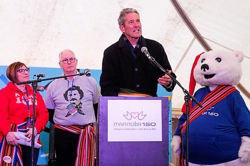 Daniel Crump / Winnipeg Free Press. Premier Brian Pallister speaks during a presentation of the lineup of Celebrate 150 applicants selected for funding through Manitoba 150 at Festival du Voyageur Park. February 14, 2020.