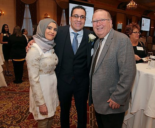 JASON HALSTEAD / WINNIPEG FREE PRESS

From left, Zainab Ali, Future Leaders of Manitoba award nominee Joseph Chaeban and Ralph Eichler (Manitoba Minister of Economic Development and Training) at the Future Leaders of Manitoba's 12th annual awards ceremony on Jan. 30, 2020, at the Fort Garry Hotel. (See Social Page)