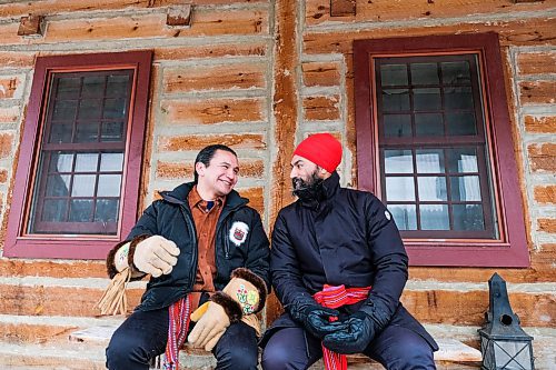 Daniel Crump / Winnipeg Free Press. NDP Leader Jagmeet Singh (right) and Manitoba NDP Leader Wab Kinew (left) talk at Festival du Voyageur to celebrate Louis Riel Day. February 17, 2020.