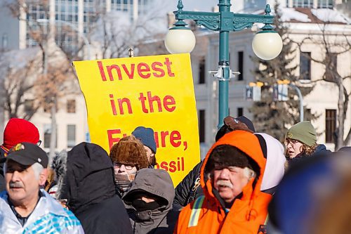 MIKE DEAL / WINNIPEG FREE PRESS
The Wilderness Committee organized a walk over the lunch hour from the Manitoba Legislative building to the Law Courts building and back in support of the Wetsuweten Hereditary Chiefs who are being forcibly removed from their territory for a fossil fuel project. 
200218 - Tuesday, February 18, 2020.