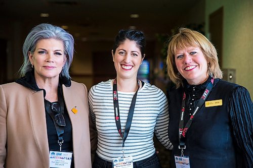 MIKAELA MACKENZIE / WINNIPEG FREE PRESS

Colleen Munro, head of Munro Construction (left), Muriel Torchia Shyjak, owner of MG Electrical/Mechanical Services, and Carol Paul, organizer of the event and head of the construction sector council, pose for a portrait at the Women in Trades conference at Victoria Inn Hotel & Convention Centre in Winnipeg on Tuesday, Feb. 18, 2020. For Martin Cash story.
Winnipeg Free Press 2019.