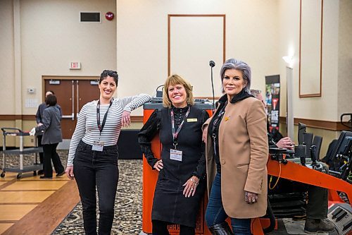 MIKAELA MACKENZIE / WINNIPEG FREE PRESS

Muriel Torchia Shyjak, owner of MG Electrical/Mechanical Services (left), Carol Paul, organizer of the event and head of the construction sector council, and Colleen Munro, head of Munro Construction pose for a portrait by a blast hole drilling simulator at the Women in Trades conference at Victoria Inn Hotel & Convention Centre in Winnipeg on Tuesday, Feb. 18, 2020. For Martin Cash story.
Winnipeg Free Press 2019.