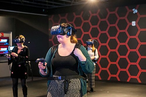 MIKAELA MACKENZIE / WINNIPEG FREE PRESS

Free Press reporter Erin Lebar tries out the VR games at The Rec Room entertainment centre in Winnipeg on Wednesday, Feb. 19, 2020. For Randall/Erin/Frances story.
Winnipeg Free Press 2019.