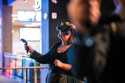 MIKAELA MACKENZIE / WINNIPEG FREE PRESS

Free Press reporter Erin Lebar tries out the VR games at The Rec Room entertainment centre in Winnipeg on Wednesday, Feb. 19, 2020. For Randall/Erin/Frances story.
Winnipeg Free Press 2019.