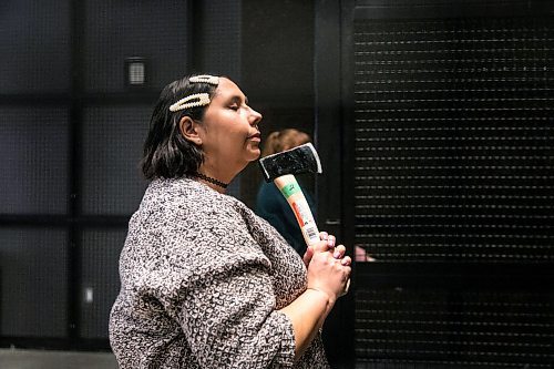 MIKAELA MACKENZIE / WINNIPEG FREE PRESS

Free Press arts reporter Frances Koncan tries out the axe-throwing at The Rec Room entertainment centre in Winnipeg on Wednesday, Feb. 19, 2020. For Randall/Erin/Frances story.
Winnipeg Free Press 2019.