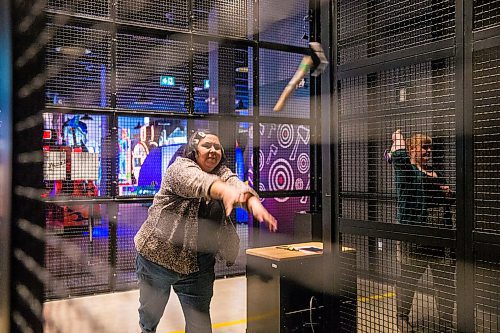 MIKAELA MACKENZIE / WINNIPEG FREE PRESS

Free Press arts reporter Frances Koncan tries out the axe-throwing at The Rec Room entertainment centre in Winnipeg on Wednesday, Feb. 19, 2020. For Randall/Erin/Frances story.
Winnipeg Free Press 2019.