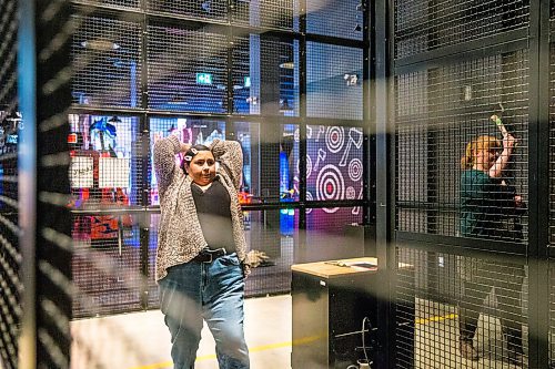 MIKAELA MACKENZIE / WINNIPEG FREE PRESS

Free Press arts reporter Frances Koncan tries out the axe-throwing at The Rec Room entertainment centre in Winnipeg on Wednesday, Feb. 19, 2020. For Randall/Erin/Frances story.
Winnipeg Free Press 2019.