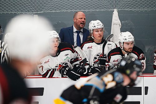 JOHN WOODS / WINNIPEG FREE PRESS
Tyson Ramsey, head coach of the Virden Oil Capitals on the bench against the Winnipeg Blues in their MJHL game at The Rink in Winnipeg Tuesday, February 18, 2020. 

Reporter: Sawatzky