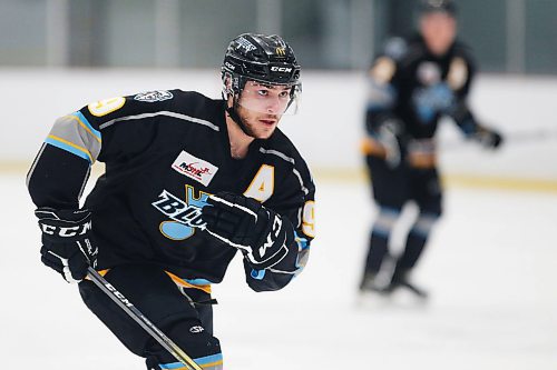 JOHN WOODS / WINNIPEG FREE PRESS
Mikol Sartor of the Winnipeg Blues plays against the Virden Oil Capitals in their MJHL game at The Rink in Winnipeg Tuesday, February 18, 2020. 

Reporter: Sawatzky