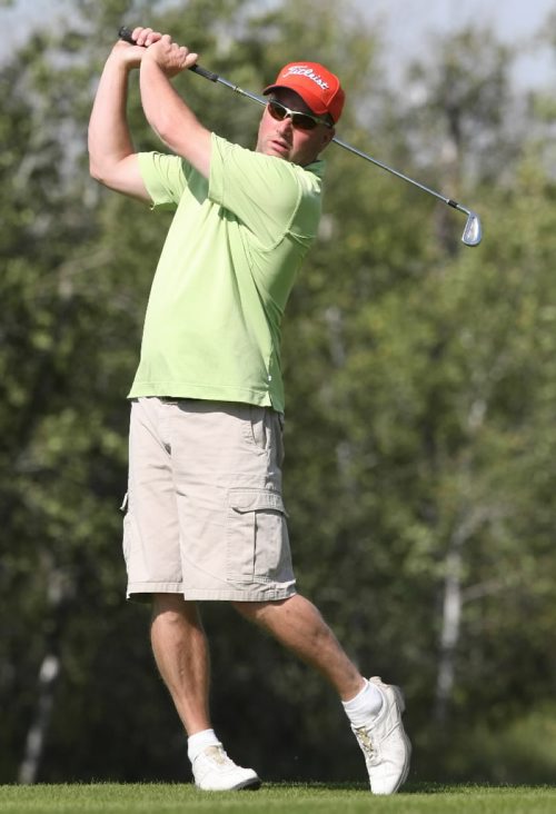 Brandon Sun 20092009 Dale Coulter tees off during the Westman Invitational Golf Tournament at the Shilo Golf Course on Sunday afternoon. (Tim Smith/Brandon Sun)