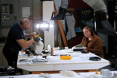 JOHN WOODS / WINNIPEG FREE PRESS
Sonia Gaiess-Somersall, an art history student at the University of Winnipeg, and Vitaliy Yatsevych, conservator at the Winnipeg Art Gallery (WAG), restore Inuit sculptures in Winnipeg Thursday, February 20, 2020. Yatsevych says its rare for students to get positions like this because a high skill level is required.

Reporter: Ritchot