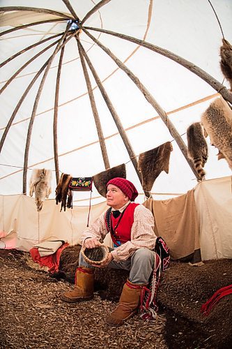 Mike Sudoma / Winnipeg Free Press
Basket weaver, Mark Bilesk, in his Tipi during Festival Du Voyaguer Friday evening
February 16, 2020