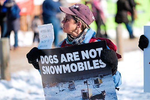Daniel Crump / Winnipeg Free Press.¤A dozen protestors gathered outside Festival du Voyageur to speak out against commercial dogsledding.¤Participants at the event are asking for legislation against an industry thats long considered the well-being of dogs as secondary to financial considerations. Festival du Voyageur does not have any dog sledding events this year. February 22, 2020.