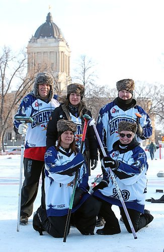 JASON HALSTEAD / WINNIPEG FREE PRESS

Rear, from left, Stephen Tkachyk, Melissa Dureault and Ryan Frykas, and front, from right, Janice Novak and Wendy Dunlop, all members of the Class C Raccoons team from GNR Camping World, at the 19th annual Ironman Outdoor Curling Bonspiel on Feb. 8, 2020 in Memorial Park. (See Social Page)