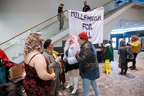 JOHN WOODS / WINNIPEG FREE PRESS
A sign is hung as drag queens and kings prepare to read story books to children in the lobby of the Millennium Library in Winnipeg Sunday, February 23, 2020. 

Reporter: Standup