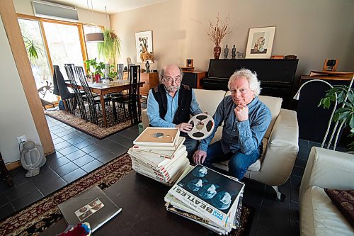 Mike Sudoma / Winnipeg Free Press
Michael Gillespie (left) and Dan Donahue (right) with Gillespies collection of Beatles vinyl as well as reels from radio program, The Story of the Beatles, which originally aired on Toronto radio station, CHUM, back in April of 1970.
February 21, 2020